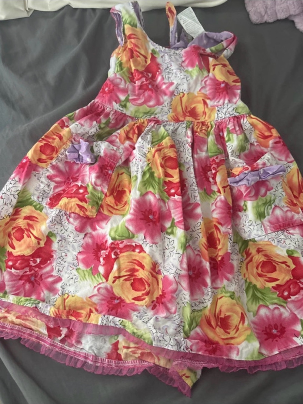 Blueberi Boulevard Pink, Yellow & Green Floral Sundress